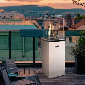 Kratki Terrassenheizer Gas PATIO SLIM weiß + Gratis TANGO/1 bioethanol freistehender-kamin - Weiß