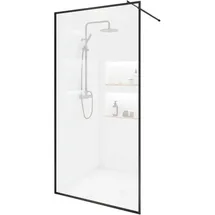 Home Deluxe Duschabtrennung Schwarz, Glas, Metall, 90x200 cm, Badezimmer, Baden - Duschen, Duschtrennwände