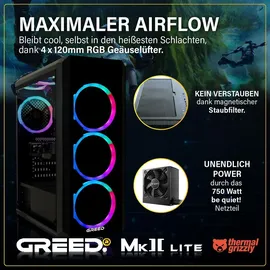 Greed MK2 Lite Gaming PC Intel Core i5 10400F 4,3 GHz 16 GB RAM 512 GB SSD GeForce RTX 3050 Win 11 Pro