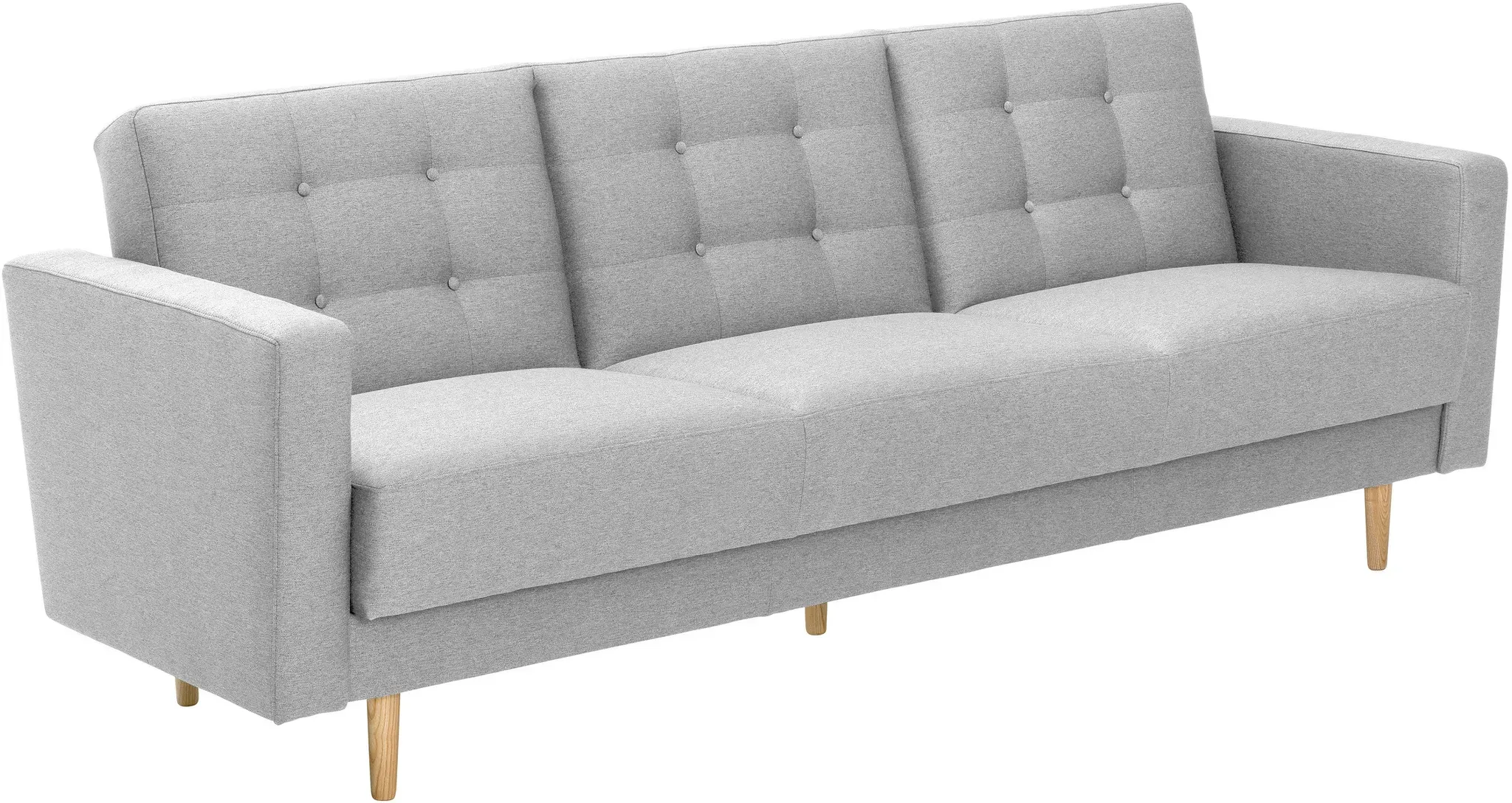 Tchibo - 3-Sitzer-Schlafsofa »Janny« - 224x83x81cm - hellgrau - Polyester / Holz / Eschen-Massivholz