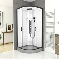 Aurlane Komplettdusche Indus  (90 x 90 x 215 cm, Gebogen, Anthrazit/Silbergrau)