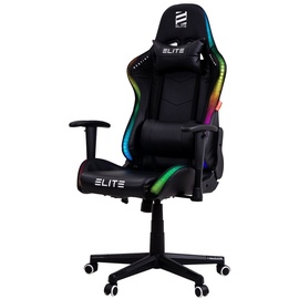 Elite Gaming-Stuhl DESTINY, Rücken- und Nackenkissen, Wippmechanik, bis 170kg, Sitzhöhe 45-55, MG200 (RGB - Schwarz)