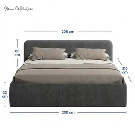 home collective Polsterbett 200 x 200 cm Anthrazit