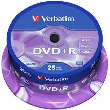 Verbatim 4.7GB DVD + R Matt Silber - 16-Brenngeschwindigkeit - hohe Lebensdauer - Kratzschutz - 25 Stück Spindel