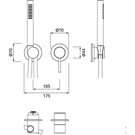 Herzbach MODUL7 Unterputz-Duscharmatur mit Mischer für 1 Verbraucher Edelstahl 70.701002.1.09