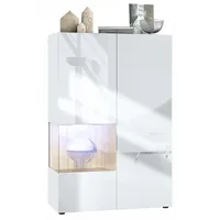 Vladon Vitrine, Eiche, 91.5x136.5x37 cm, Wohnzimmer, Wohnwände, Vitrinenschränke