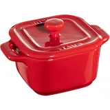 Staub Ceramique XS Mini Cocotte Set 2-tlg, quadratisch, Kirsch-Rot, Keramik