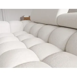 moeblo Polsterecke, Eckcouch Wohnlandschaft Sofa mit Ottomane Eckgarnitur - Ecksofa Neviro L - Weiß (Amore 01) - Weiß