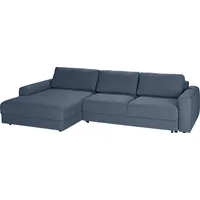 TRENDMANUFAKTUR Ecksofa »0, L-Form«, wahlweise mit Bettfunktion und Bettkasten, Tiefe Sitzfläche blau