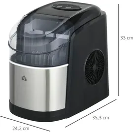 Homcom Eiswürfelmaschine, 1,8L Eiswürfelbereiter mit 1,7L Wassertank, 2 Eiswürfelgrößen, Eisschaufel,