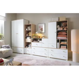 Deine Möbel 24 Babyzimmer-Set, Weiß, Eiche, Holzwerkstoff, 305x195x50 cm, Babymöbel, Babyzimmer-Sets