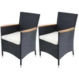 vidaXL Gartenstuhl 59 x 60 x 88 cm schwarz 2 Stück