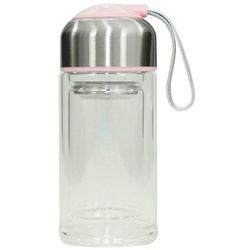 HTI-Line Trinkflasche Trinkflasche Glas, Glasflasche Teeflasche Flasche ToGo rosa