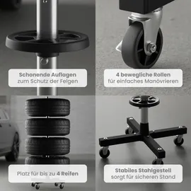 GENTOR Felgenbaum fahrbar für 4 Reifen bis 225 mm, belastbar bis 100 kg
