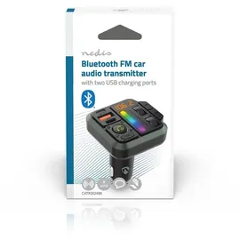 Nedis Kfz Audio FM Transmitter - Fest - freisprechend - 1" - Amber Screen - Bluetooth - PD 18 W/PD 24 W - Schnellladung - Bass Boost - Google Assistant/Siri - Schwarz