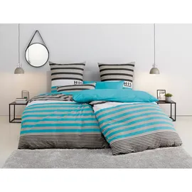 H.I.S. Majoran Polycotton recycelt türkis 155 x 220 cm + 80 x 80 cm
