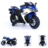 ES-Toys Elektro Kindermotorrad 888 mit Stützräder, Musik und Lichter Blau