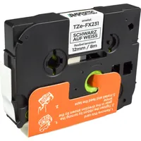 Ampertec P-Touch Band kompatibel zu TZe-FX231 schwarz auf weiß