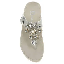 Rieker Damen Hausschuhe Rieker V1461-90 silber-platin 37 - Beige - 37