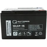 Quality Batteries Q-Batteries 12LCP-15 | 12V 15Ah Blei Akku Zyklentyp AGM Deep Cycle VRLA Schraubanschluss M5