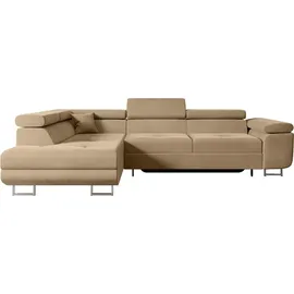 altdecor Ecksofa Velours mit Schlaffunktion 2-Sitzer Beige