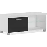 SKRAUT HOME - Modularer TV-Schrank Led, Wohnzimmer, - 42 x 100 x 40 cm - Integriertes LED-Beleuchtungssystem - Geeignet für 32/40/43" Fernseher - Tür mit Griff - Glasregal