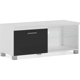 SKRAUT HOME - Modularer TV-Schrank Led, Wohnzimmer, - 42 x 100 x 40 cm - Integriertes LED-Beleuchtungssystem - Geeignet für 32/40/43" Fernseher - Tür mit Griff - Glasregal