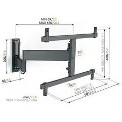 Vogels COMFORT TVM 3665 schwenkbare OLED TV Wandhalterung 40-77 Zoll