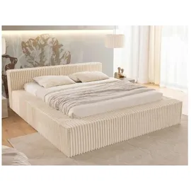 s-style möbel Polsterbett Cord mit Lattenrost Noord ¦ beige ¦ Maße (cm): B: 222 H: 73