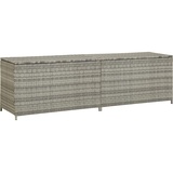 WIFESE 200x50x60 cm Gartenbox mit Gasdruckfeder Garten Aufbewahrungsbox Auflagenbox Gartentruhe Kissenbox Box mit Deckel Outdoor Gartenboxen Grau Poly Rattan Stahlrahmen mit PE Innenfutter