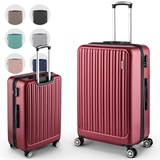 Easy Move ABS Hartschalenkoffer [ERGONOMISCH & SICHER] - Großer Trolley Koffer mit 360° Rädern, Zahlen Schloss - reisekoffer groß, hartschalenkoffer, Luggage (Wine Red, 74cm) *