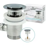 tecuro Exzenter Ab- und Überlaufgarnitur Messing verchromt / sandgestrahlt - für Waschtische mit Überlauf