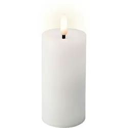 Lumineo LED Kerze mit Timerfunktion 5x12cm Wachs Flammeneffekt Echtwachskerze Kerzen batteriebetrieben Wachskerze Stumpenkerze Weiß Warmweiß