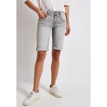 STREET ONE Bermudas "Style Jane", Damen, Gr. 30, N-Gr, grau (light grau random washed), Denim/Jeans, Obermaterial: 63% Baumwolle, 25% Polyester, 10% Viskose, 2% Elasthan, unifarben, slim fit kniefrei, Hosen Bermudas, Sommerhose Jeans mit Slim Legs und Stretch