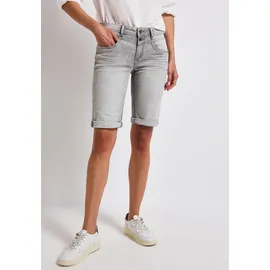 STREET ONE Bermudas "Style Jane", Damen, Gr. 30, N-Gr, grau (light grau random washed), Denim/Jeans, Obermaterial: 63% Baumwolle, 25% Polyester, 10% Viskose, 2% Elasthan, unifarben, slim fit kniefrei, Hosen Bermudas, Sommerhose Jeans mit Slim Legs und Stretch