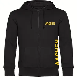 multifanshop Kapuzen Sweatshirt Jacke - Aachen - Brust & Seite - Druck gelb - Sweat