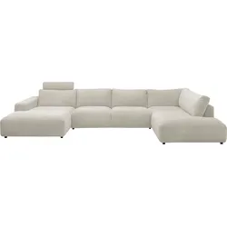 Wohnlandschaft "Lucia U-Form", grau (hellgrau), B:434cm H:81cm T:204cm, GALLERY M BRANDED BY MUSTERRING, Sofas, Verschiedene Farben, Cord-Bezug, Gesamtbreite 434 cm