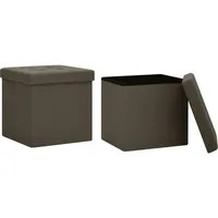 vidaXL Hocker mit Stauraum 2 Stk. Polyester Dunkelbraun