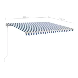 vidaXL Markise Manuell Einziehbar mit LED 4x3,5 m Blau und Weiß