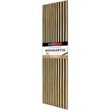 wohnartig® Akustikpaneele 1,485m2 - 275cm x 54cm* set - (set = 2 Stück 275cm x 27cm) | Farbe: Eiche Santa 661 | Wandverkleidung | Akustikpaneel | Wandpaneele auf filz | Akustikfilz