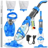 tillvex Poolbodensauger tillvex® Poolsauger Handsauger Bodensauger Reinigungsset Akku Poolrein, (Set) blau|grau