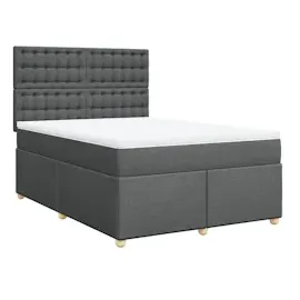 vidaXL Boxspringbett mit Matratze Dunkelgrau 160x200 cm Stoff