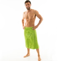 aqua-textil Wellness Saunakilt Herren 70 x 160 cm grün Baumwolle Saunasarong Frottee Kilt kurzer Schnitt