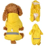 RWEUOQ Hundemantel Hund Regenmantel, Wasserdicht Winddicht Regensjacke mit Kapuze, Einstellbare Hundejacke mit Reflektierenden Streifen gelb XXL