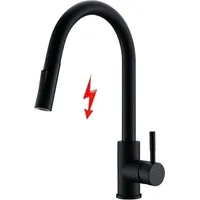 TIMACO Schwarz Niederdruck Küchenarmatur mit Ausziehbarer Brause