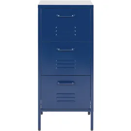 Beliani Aktenschrank Blau mit 3 Schubladen Wostock