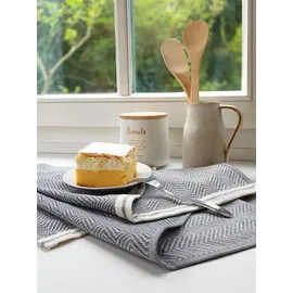 framsohn frottier Geschirrtuch FRAMSOHN FROTTIER "Modern Living Fischgrät", grau (grau, anthrazit), B:50cm L:70cm, 100% Baumwolle, Geschirrtücher, Geschirrtuch, dichte Feinwebung, in Österreich hergestellt, 50x70 cm