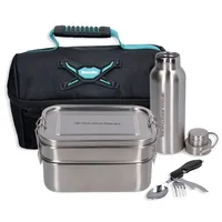 tool brothers Toolbrothers Fan Lunchpaket in Makita Kühltasche mit Edelstahl Brotdose mit 2 Etagen und Edelstahl Deckel 1340 ml + Edelstahl Trinkflasche 500 ml