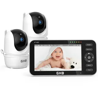 GHB Babyphone mit 2 Kameras 5 Zoll 720P HD IPS-Display Babyphone Kamera VOX-Modus Gegensprechen Nachtsicht Temperaturanzeige