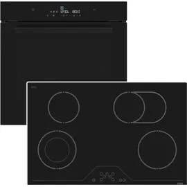 Daewoo Backofen-Set Schwarz Hydrolyse Glaskeramikkochfeld 78 cm